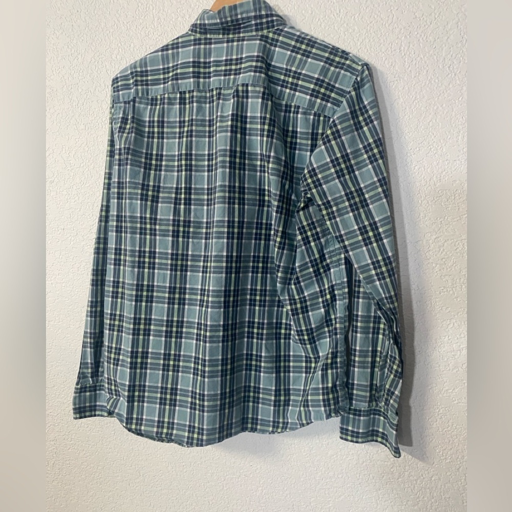 Abercrombie & Fitch Blue and Green Plaid Long Sleeve Preppy Button Up Shirt SZM - Picture 2 of 8